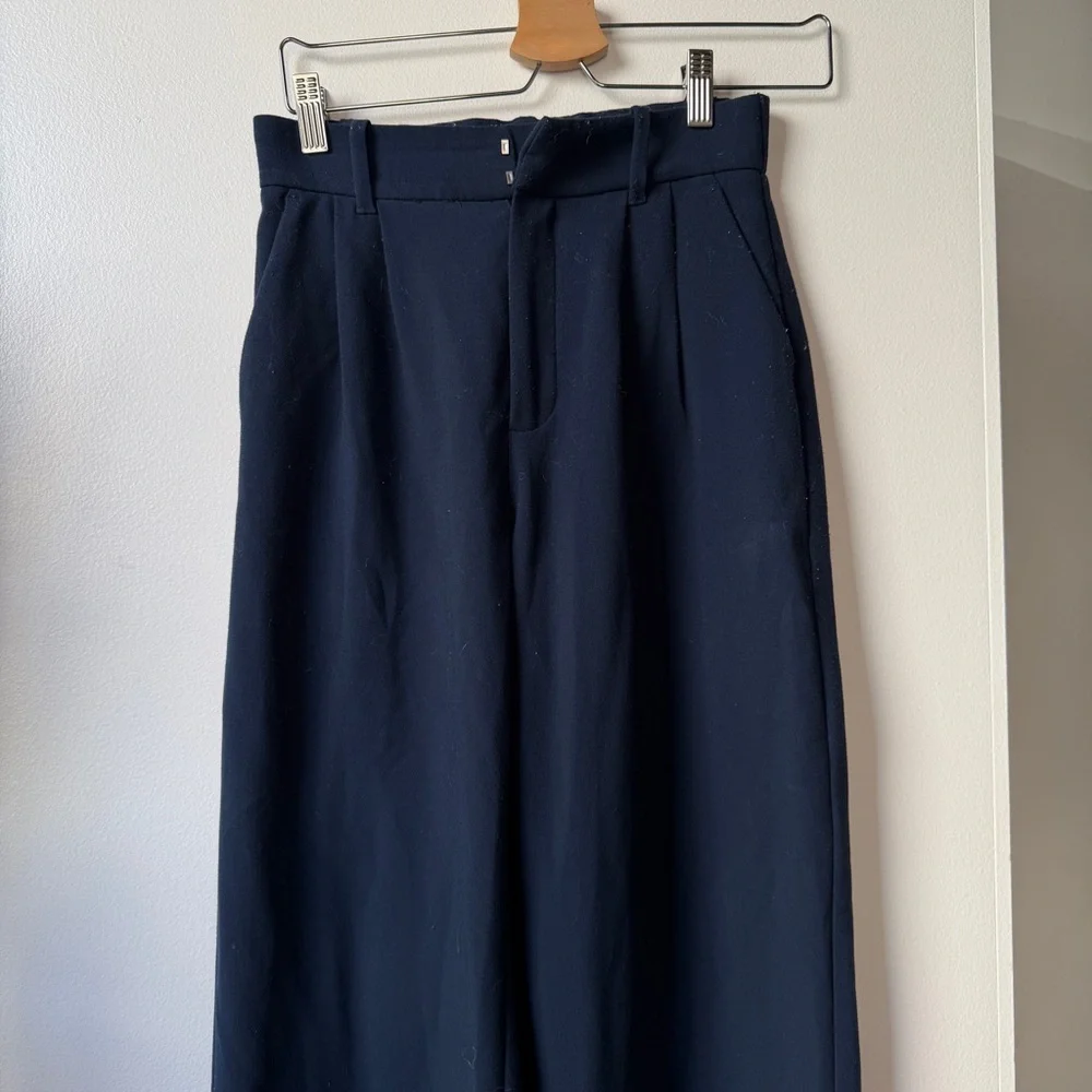 Abercrombie & Fitch Navy Wide-Leg Trousers - Picture 6 of 7
